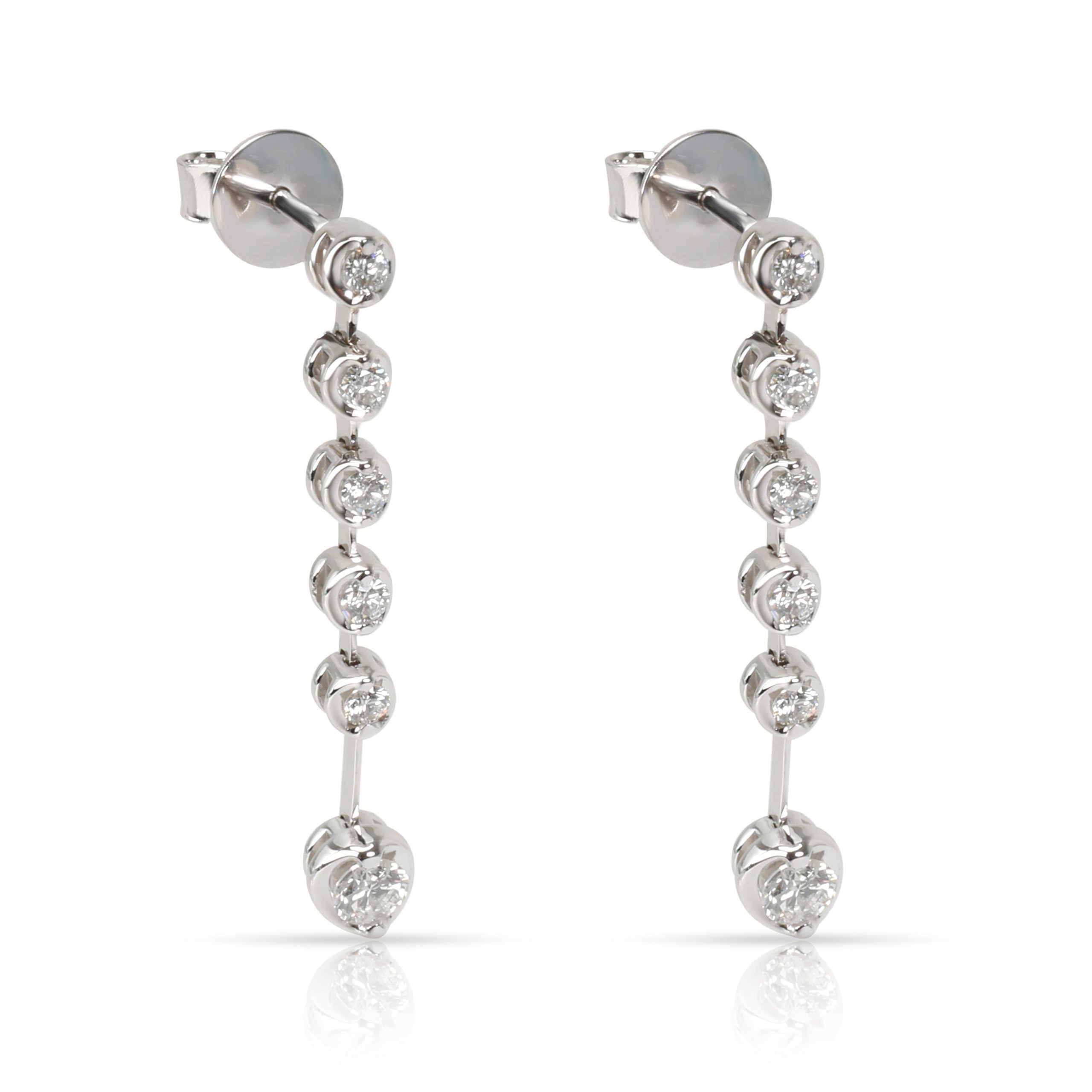 Graduated Bezel Diamond Earrings In 18k White Gold 05 Ctw